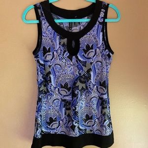 WOMEN'S SIZE MED BLUE BLACK TOP BLOUSE NEW DIRECTIONS